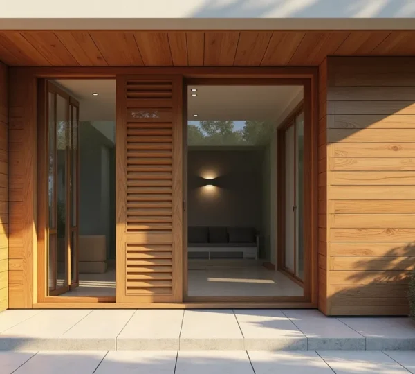 Façade de maison moderne équipée de volets composites sans entretien